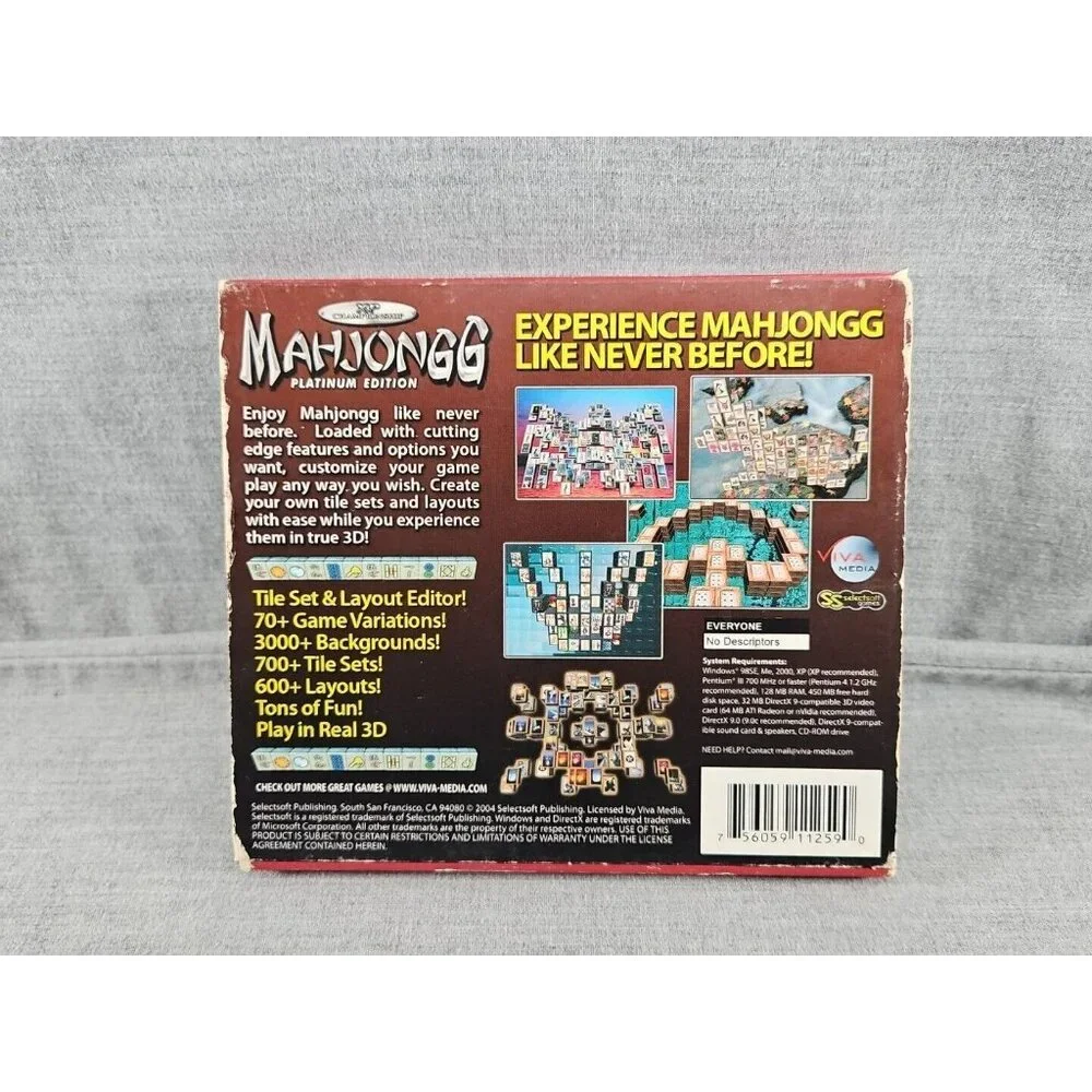 Mahjongg XP Platinum Edition (CD-Rom, 2004, Selectsoft)
